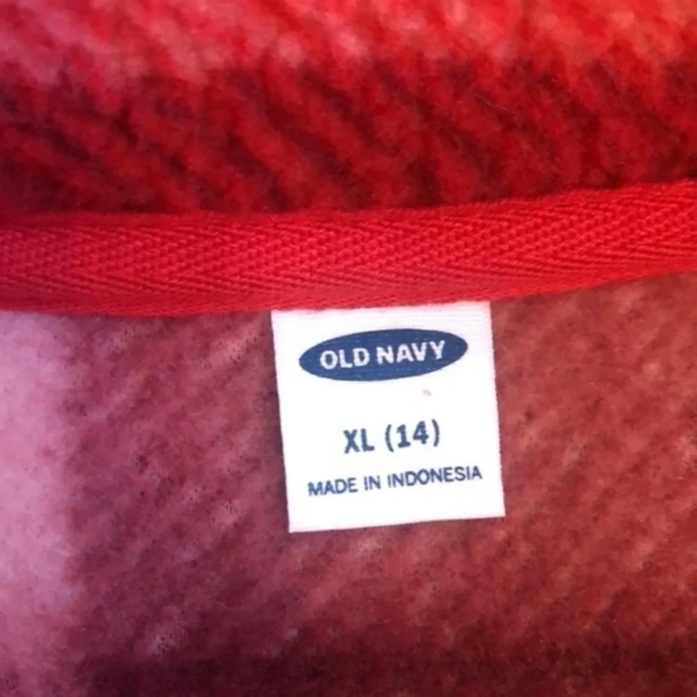 OLD NAVY | Red Plaid Fleece Collared Zip Vest - Youth Size XL (14) / Adult Small - Picture 2 of 4